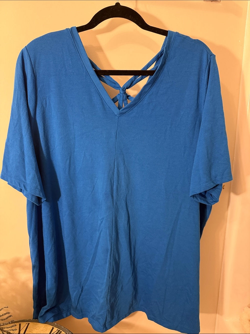 Lane Bryant Blue V-Neck Women's Top with Back Tie
